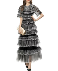 tiered ruffle tulle midi dress – Fyzeelk