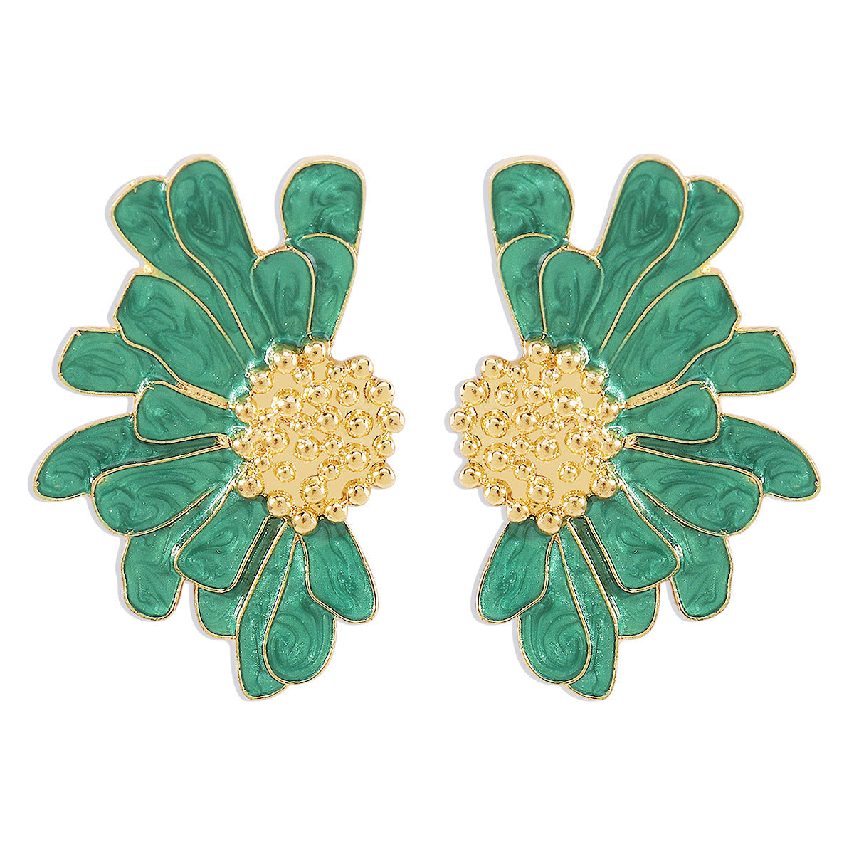 enamel daisy stud earring with gold beaded center – FLORENCE