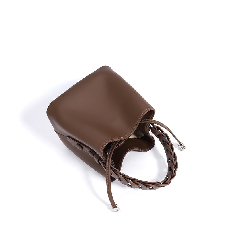 mini bucket bag with braided top handle - LUXA