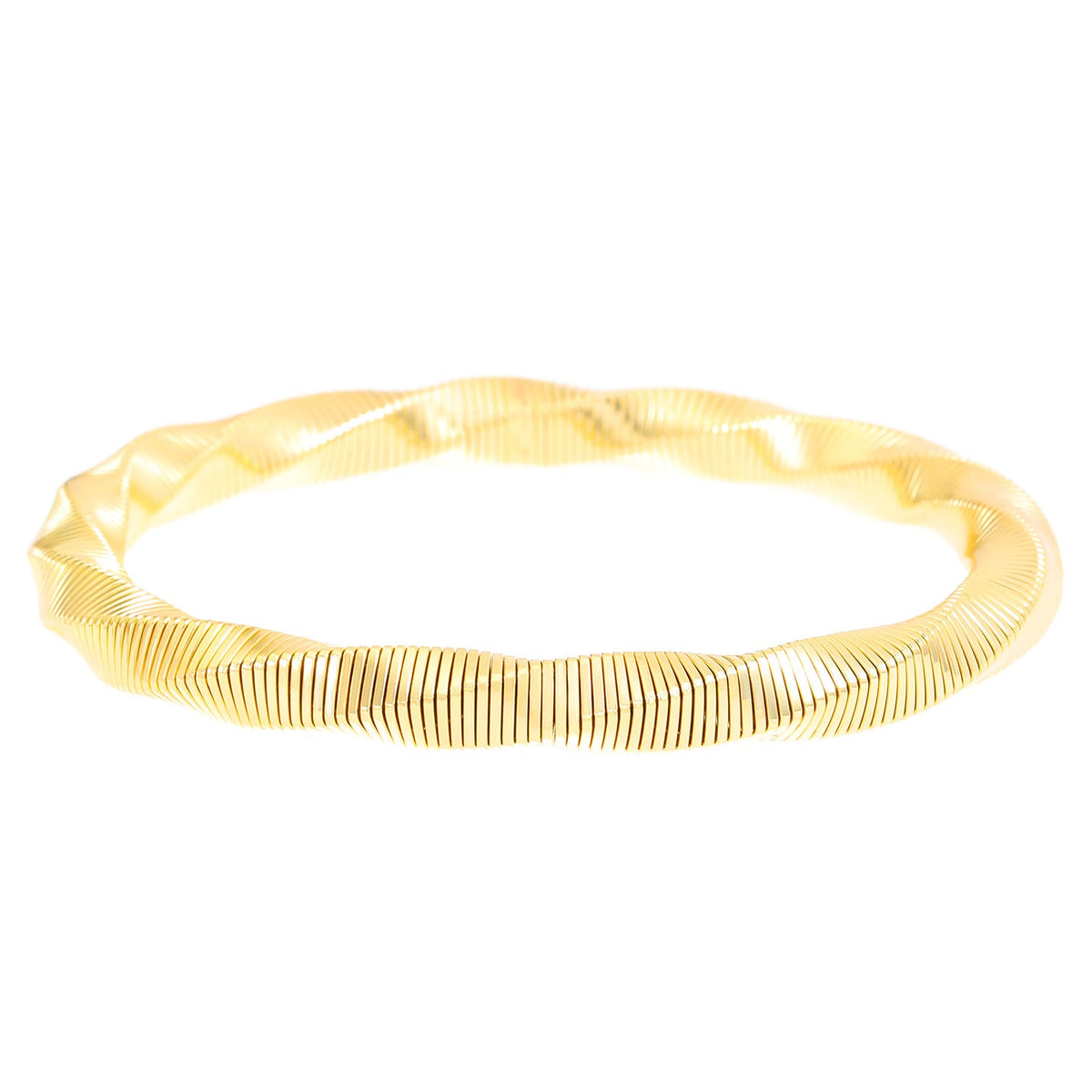 twisted gold wire bangle with coiled design – SEIRNO