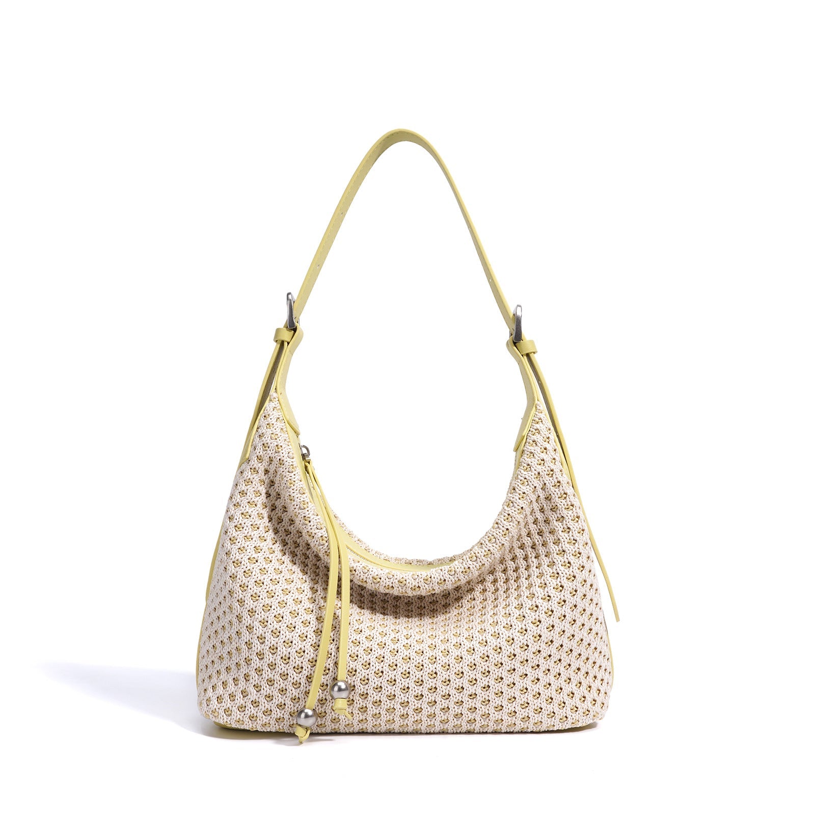 woven shoulder bag with lemon trim – FAYE