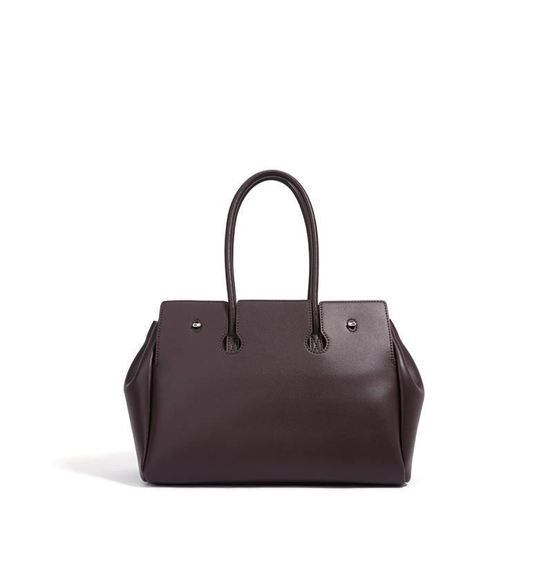 structured top-handle tote with lock detail – VIOLET