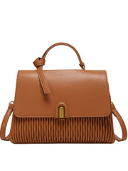 Pleated leather handbag with metal clasp - Lero