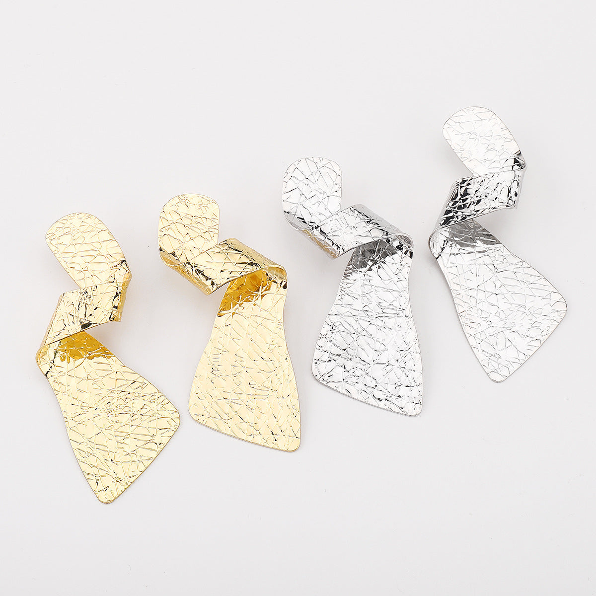 crinkled sculptural drop earrings in silver foil – ASTRA