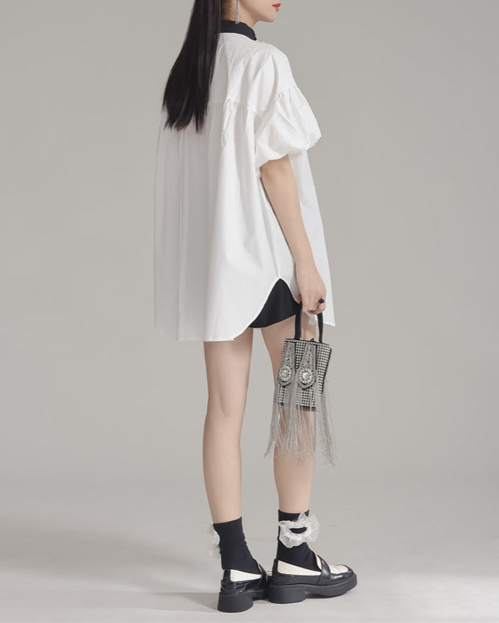 Off-the-shoulder button-down shirt - Mutri