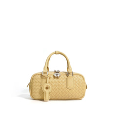 mini woven top-handle bag with lock charm - RIVKA