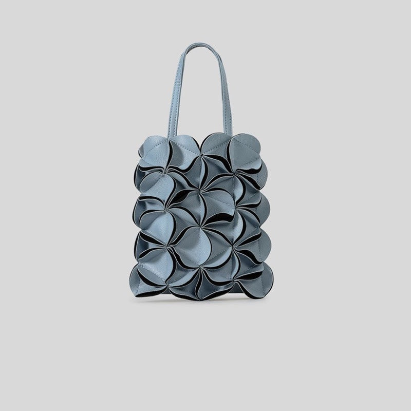 sculpted leather tote bag with floral petal design – ONYX
