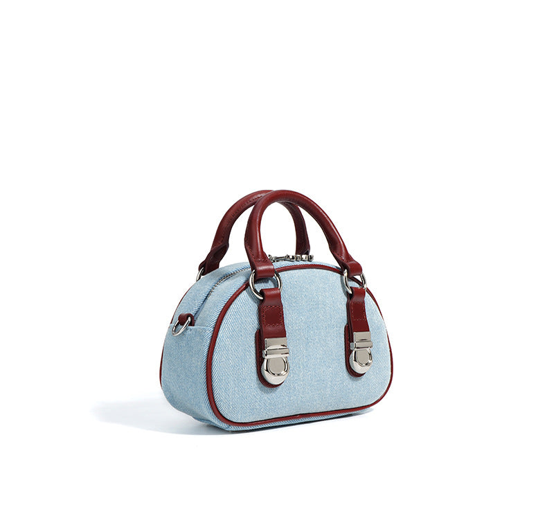 denim dome bag with leather trim – STELLA