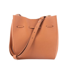 pebbled leather bucket bag with adjustable strap – LUNARD