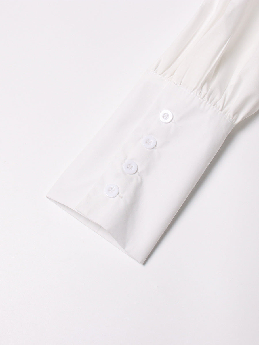 long-sleeve cropped blouse with ruched hem - Fenok
