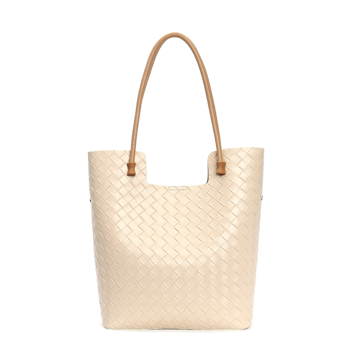 woven leather tote bag with contrast shoulder straps - RIWA