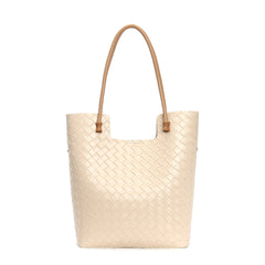 woven leather tote bag with contrast shoulder straps - RIWA