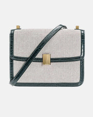 structured canvas crossbody bag with croc-trim details – SUJEN