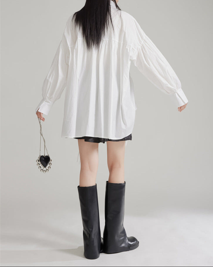 Relaxed oversized shirt with adjustable drawstring - Zardu