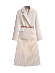 belted blazer dress with pleated skirt – Thyone