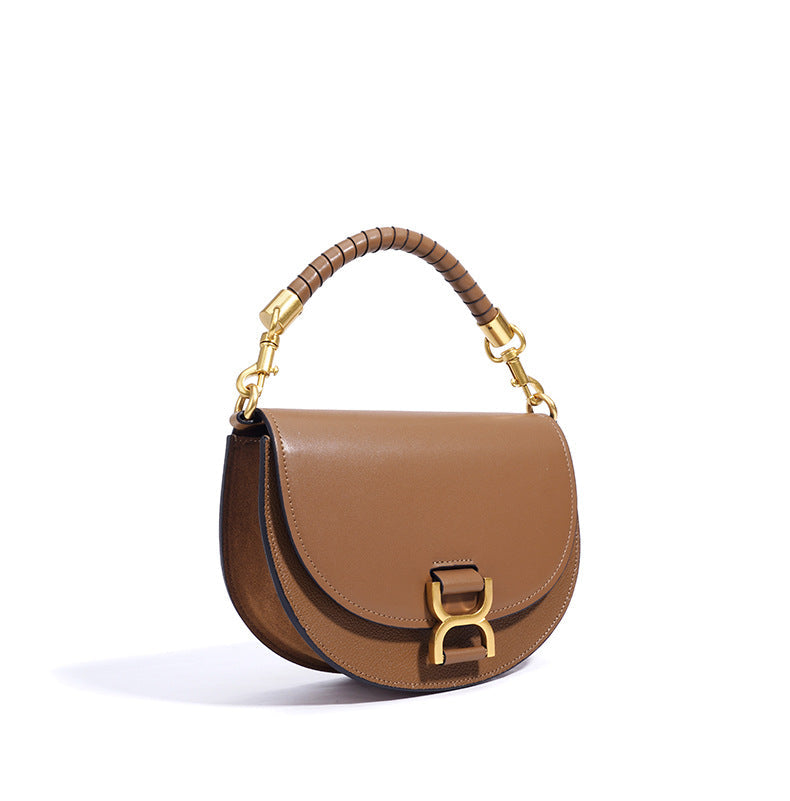 half-moon crossbody bag with top handle and metal buckle - NOLAM