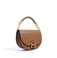 half-moon crossbody bag with top handle and metal buckle - NOLAM