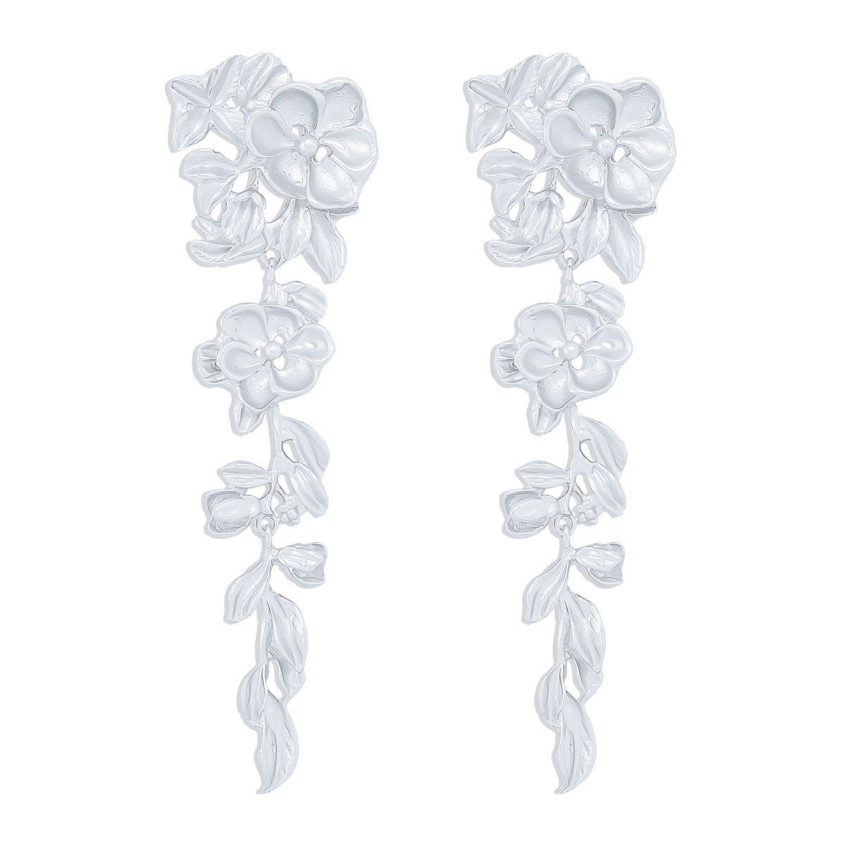 Floral drop earrings with cascading leaf vines – Bondru