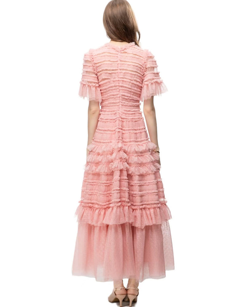 Tiered ruffle tulle midi dress – Gelseye
