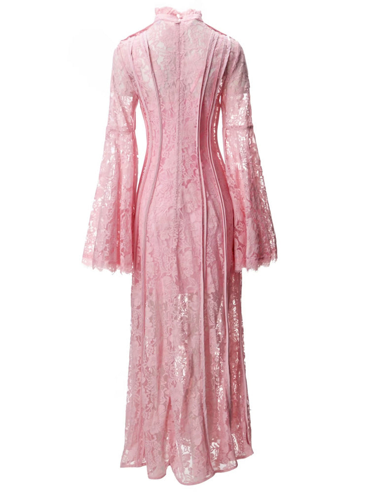 lace flared-sleeve maxi dress – Furoozan