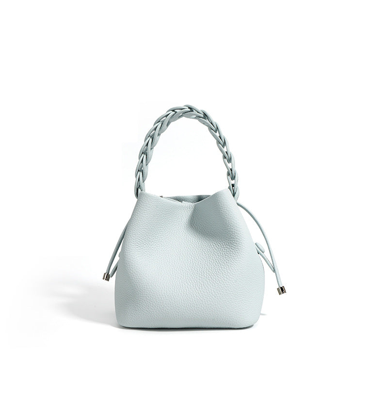 drawstring mini bucket bag with braided top handle – SIENNA