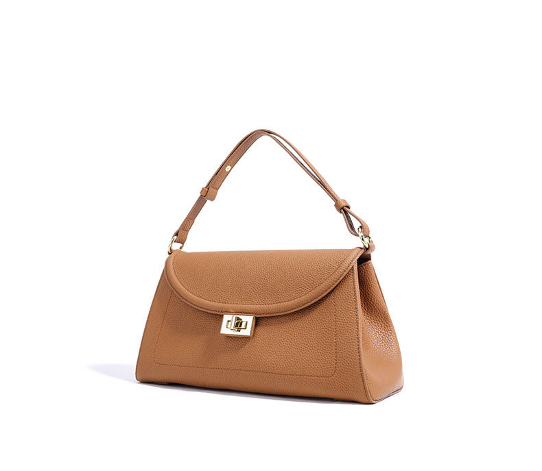 structured flap shoulder bag with turn-lock closure – NOIRÉ