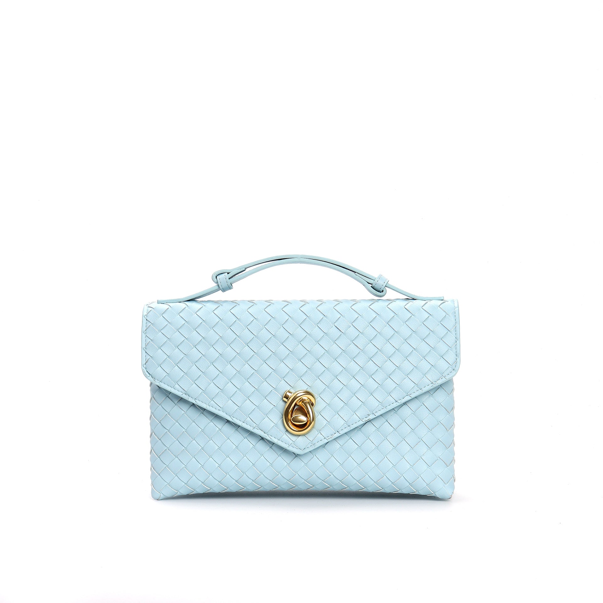 woven leather top-handle mini bag with twist lock - CEZENA
