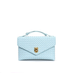 woven leather top-handle mini bag with twist lock - CEZENA