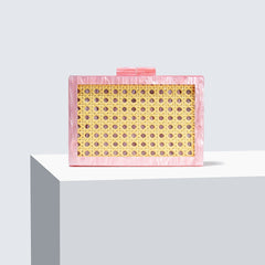 Rectangular clutch bag with woven yellow design - Rentu