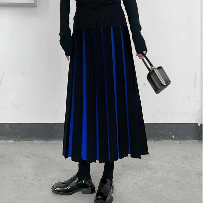 Multicolor Pleated Knitted Skirt - Notji