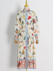 printed shirt dress with striped hem – Babsedh