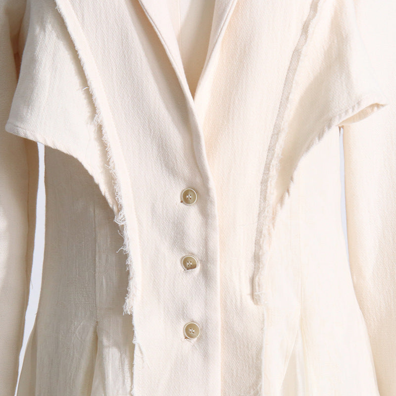 open-front longline dress in ivory – Elianer