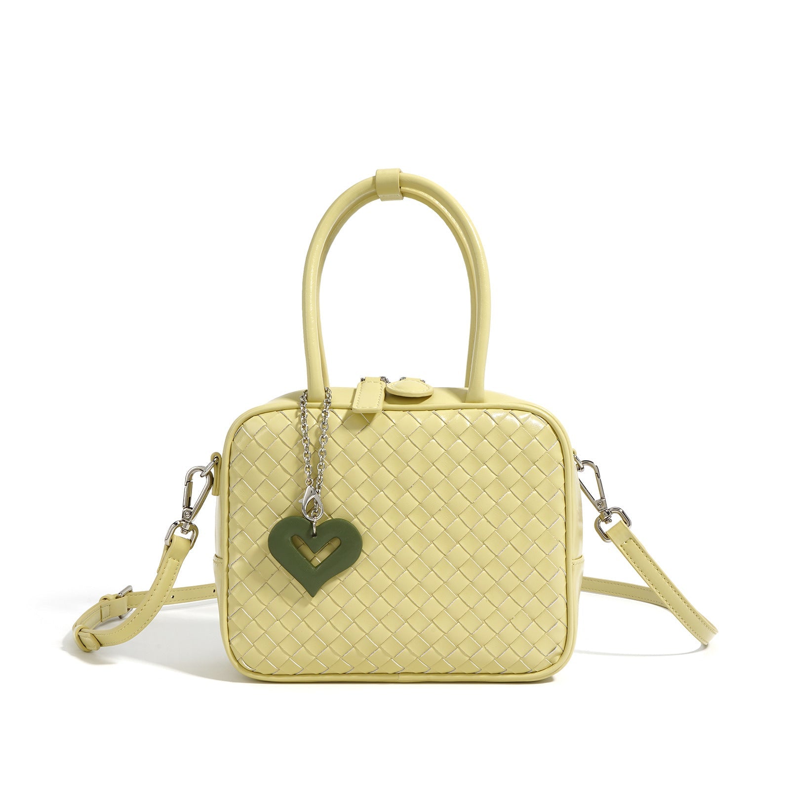 black boxy handbag with heart charm – LYRA
