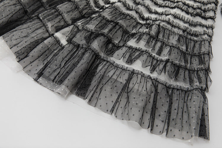 tiered ruffle tulle midi dress in monochrome – Ereshva