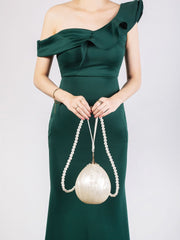 Egg-shaped pearl-accented clutch with detachable chain strap - Lijdu
