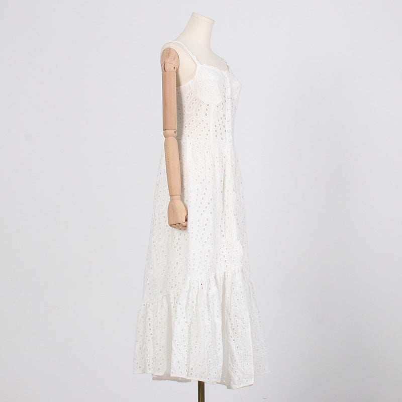 printed ruffle-hem sundress with spaghetti straps – Callisto