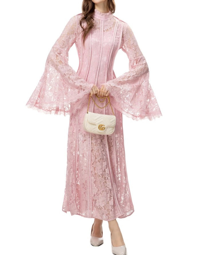 lace flared-sleeve maxi dress – Furoozan