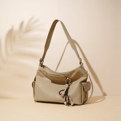slouchy shoulder bag with knotted tassel – MOCHA