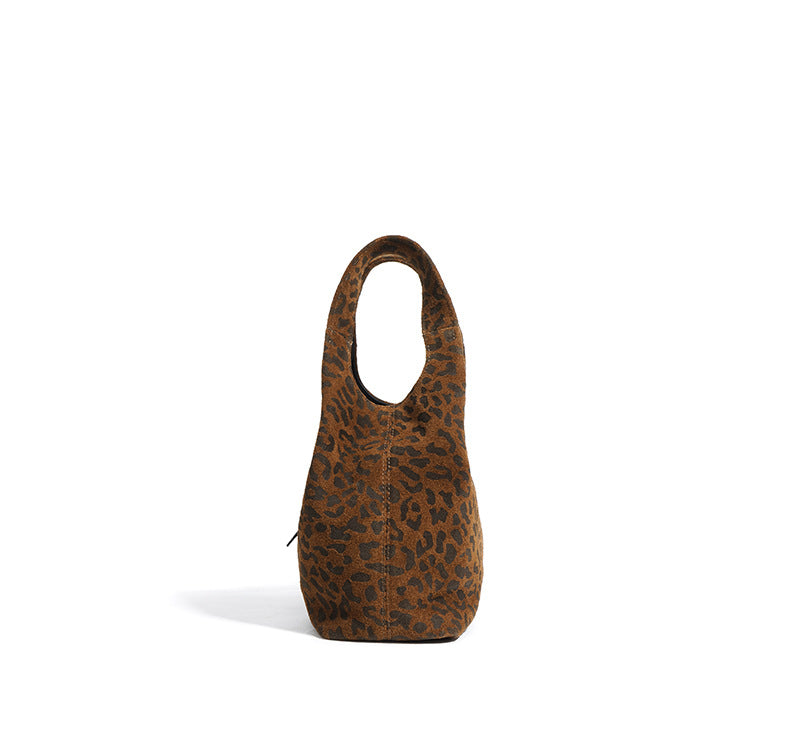 leopard-print suede tote with tag detail – NALA