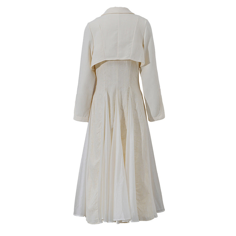 tailored longline coat dress in ivory – Edriesa