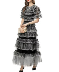 tiered ruffle tulle midi dress – Fyzeelk