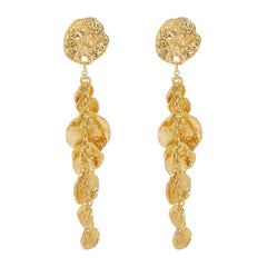Textured cascading coin drop earring with molten finish – Ardinu