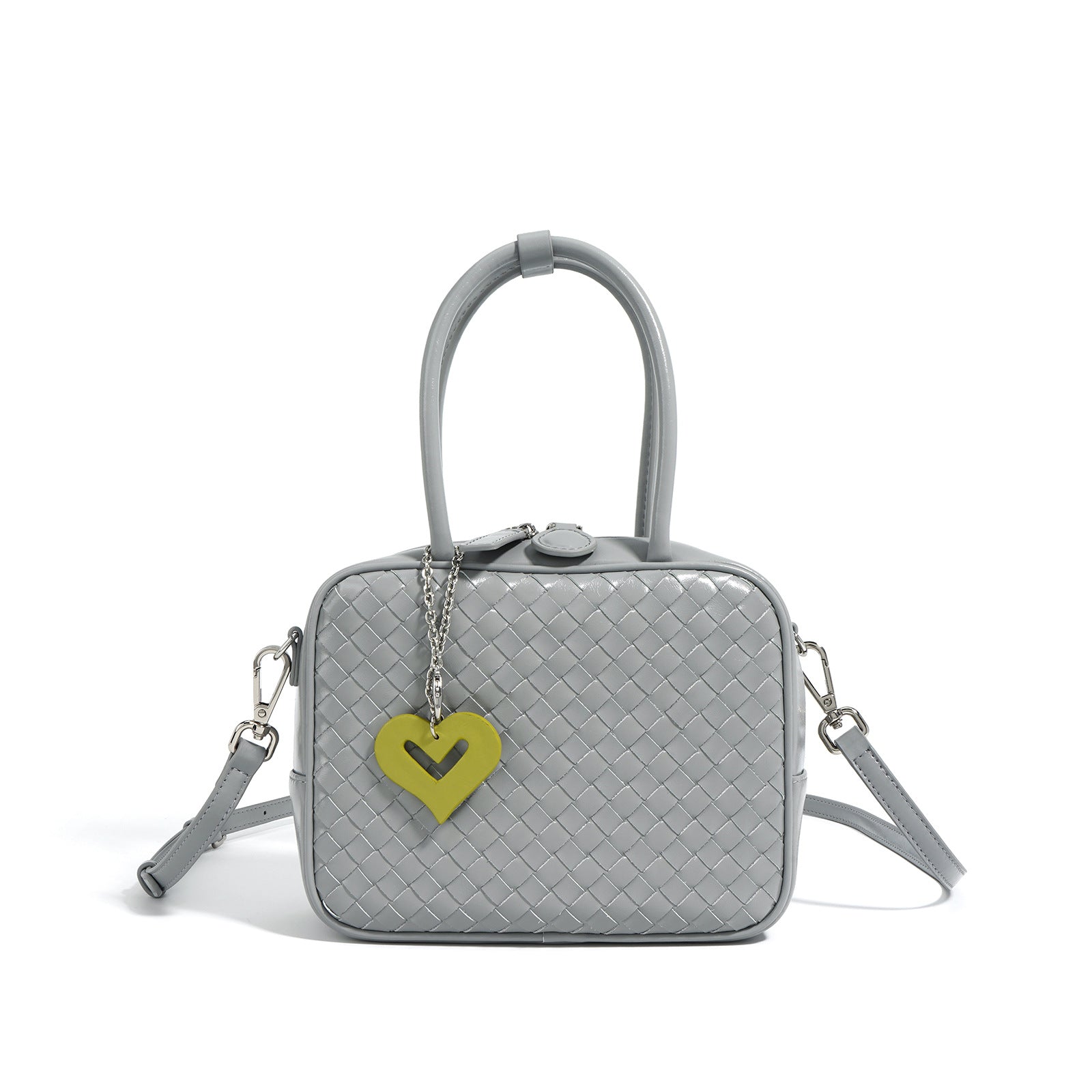 black boxy handbag with heart charm – LYRA