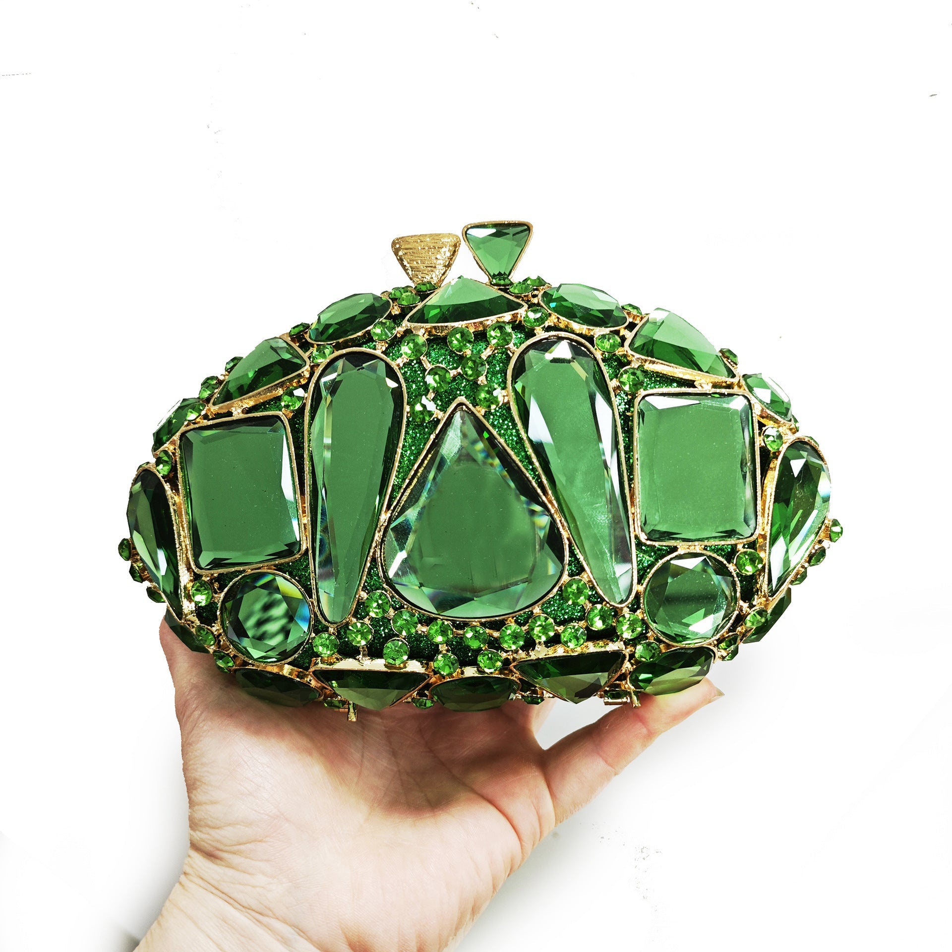 Embellished gemstone clutch with metallic accents - Abrilu