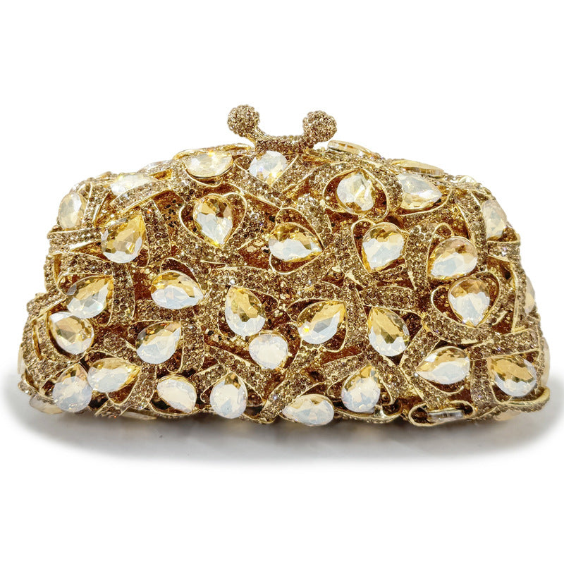 Rhinestone-encrusted evening clutch with heart-shaped jewels - Venium