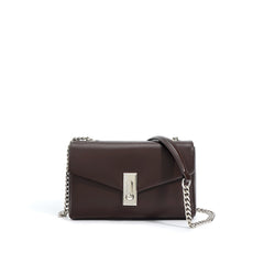 structured leather crossbody bag with flap and chain strap - NOZVA