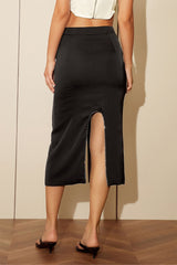 High-waist pencil skirt with embellished slit - Sewra