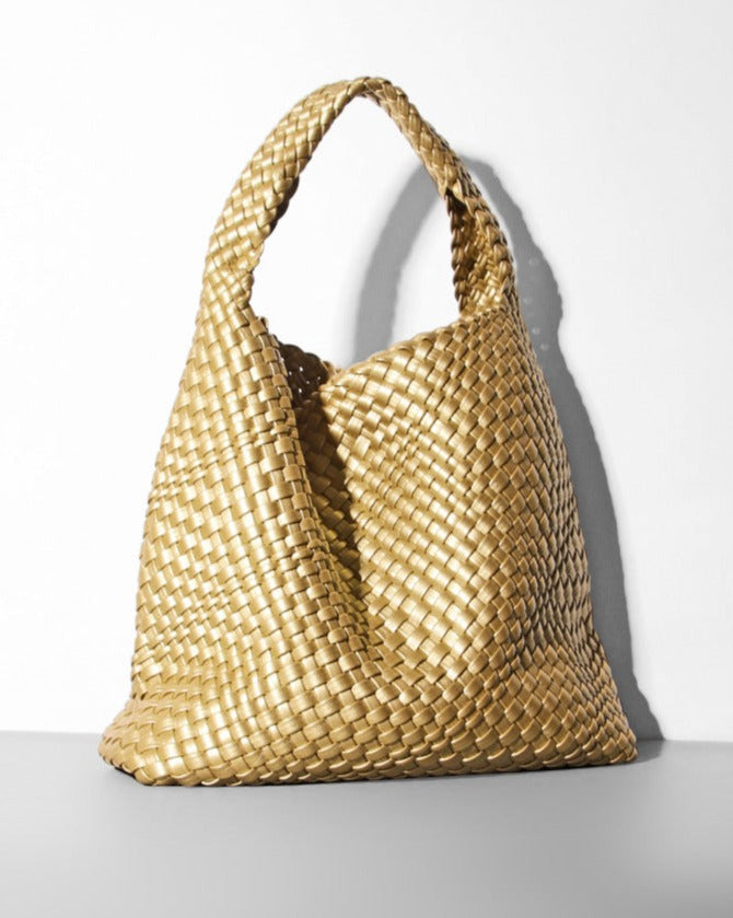 woven leather tote bag with top handles - Aaatrti