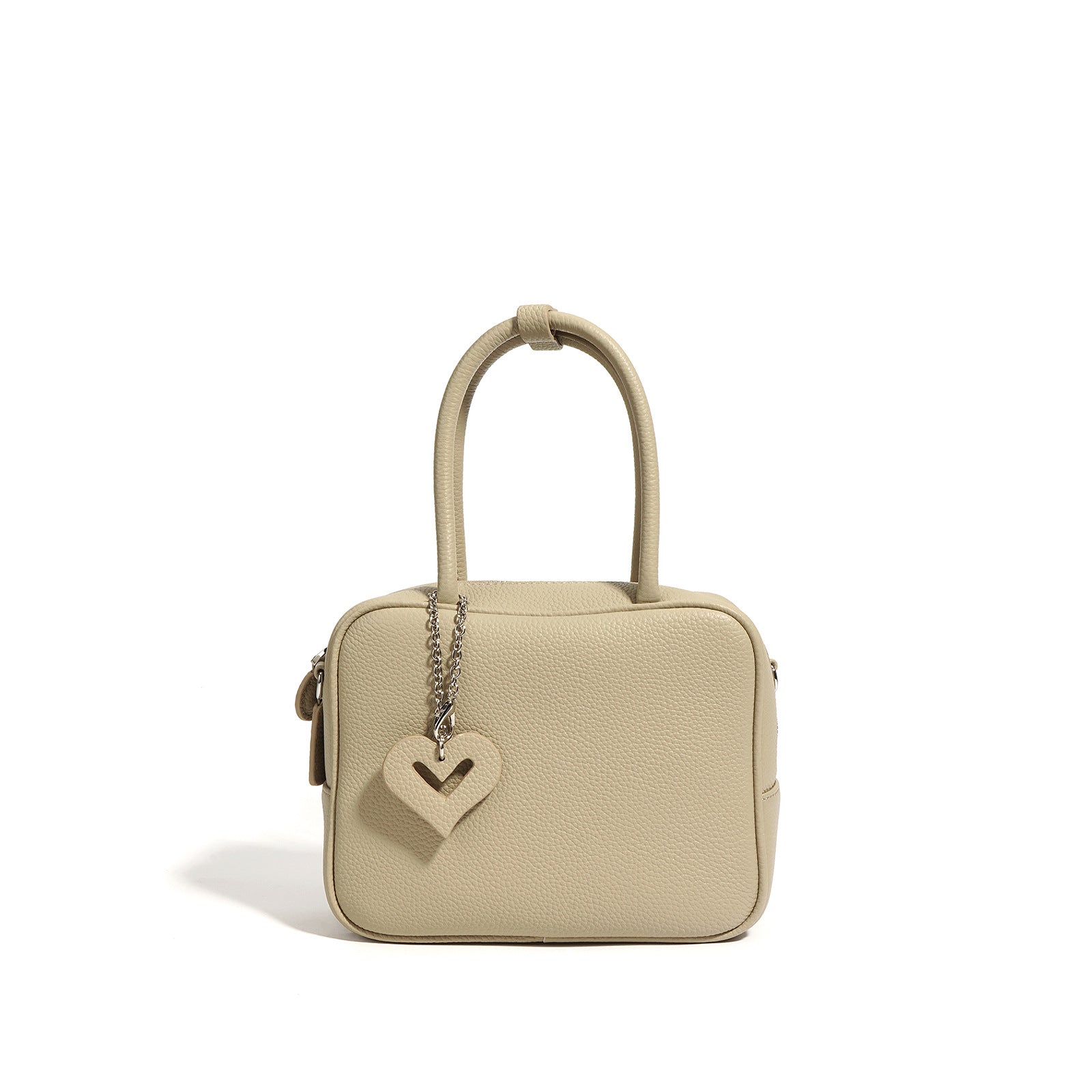 black boxy handbag with heart charm – LYRA