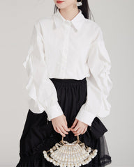 Long-sleeve button-up shirt with ruffled sleeves - Lunji